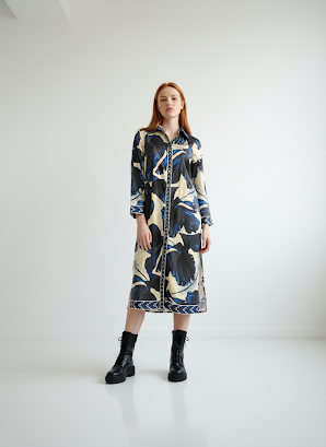 Eliza Dress - Indigo Lilies