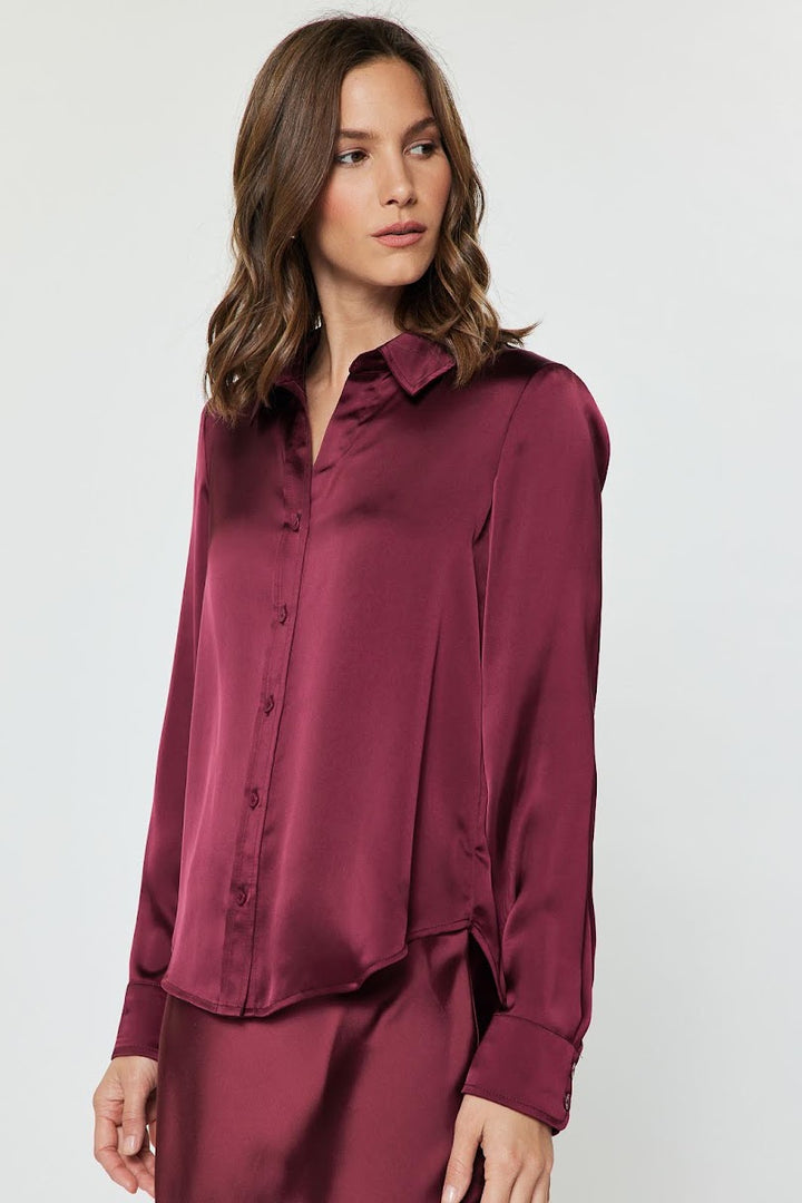 Classic Silky Blouse - Burgandy