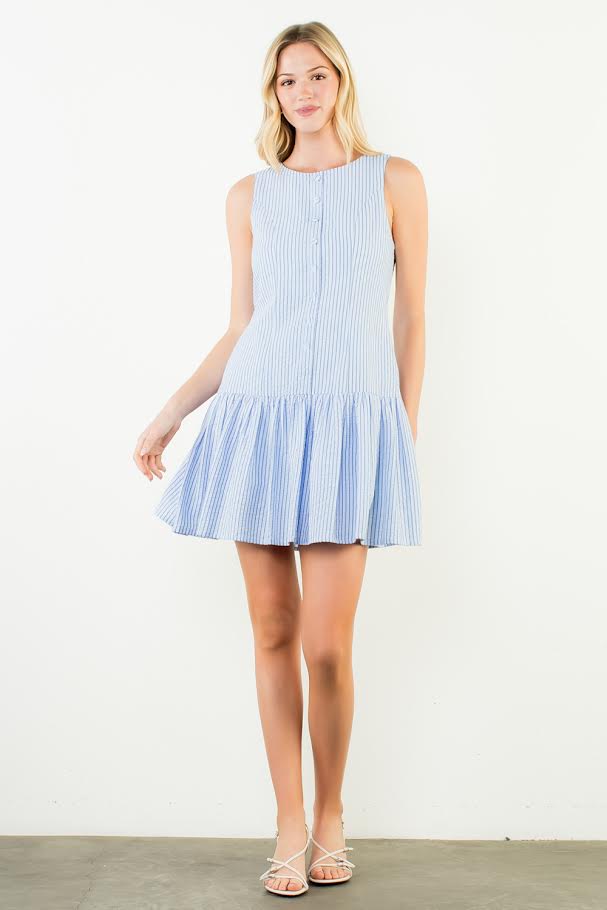 Sweet In Stripes Dress - Blue