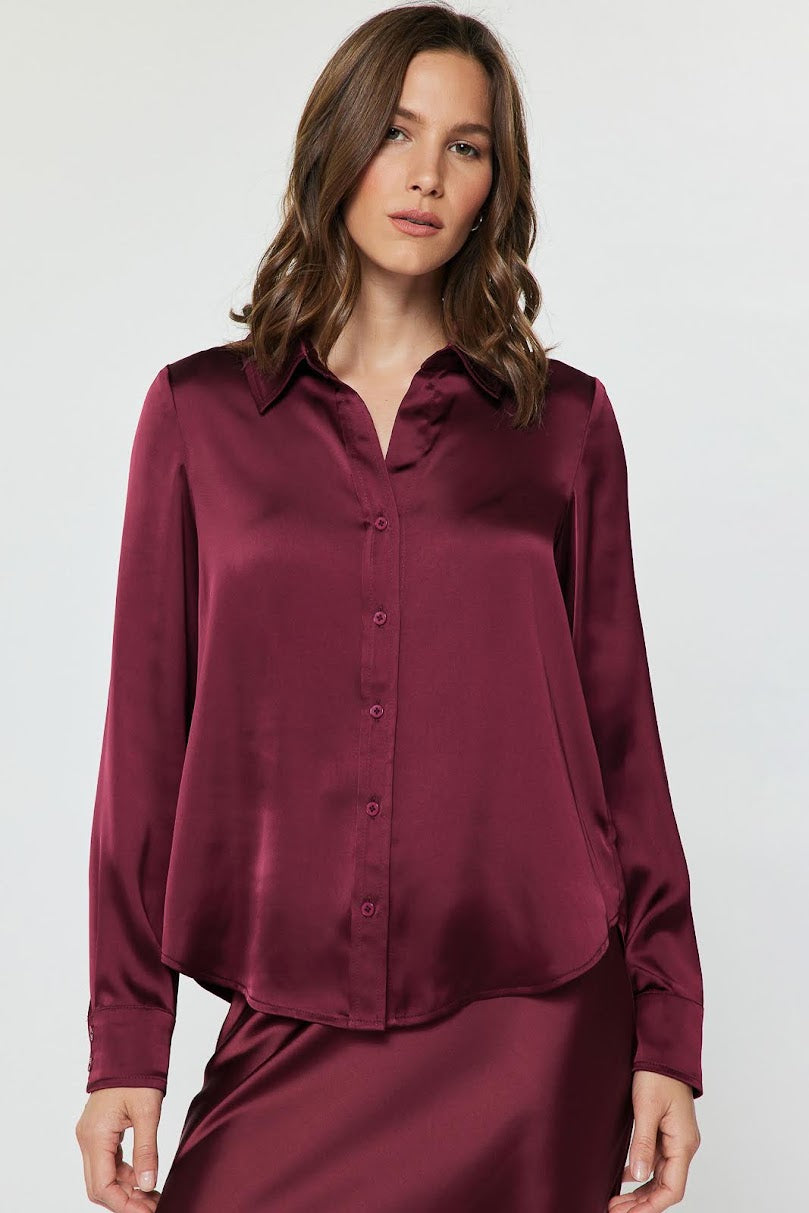 Classic Silky Blouse - Burgandy