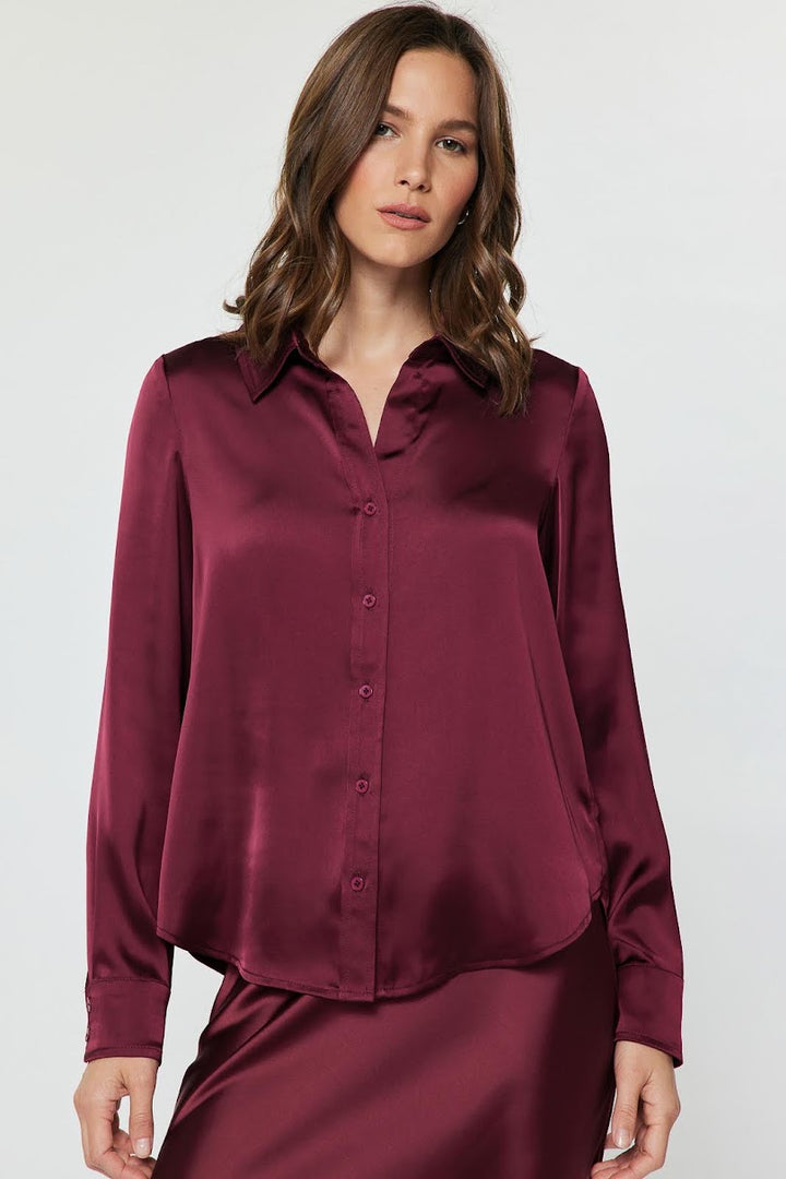 Classic Silky Blouse - Burgandy