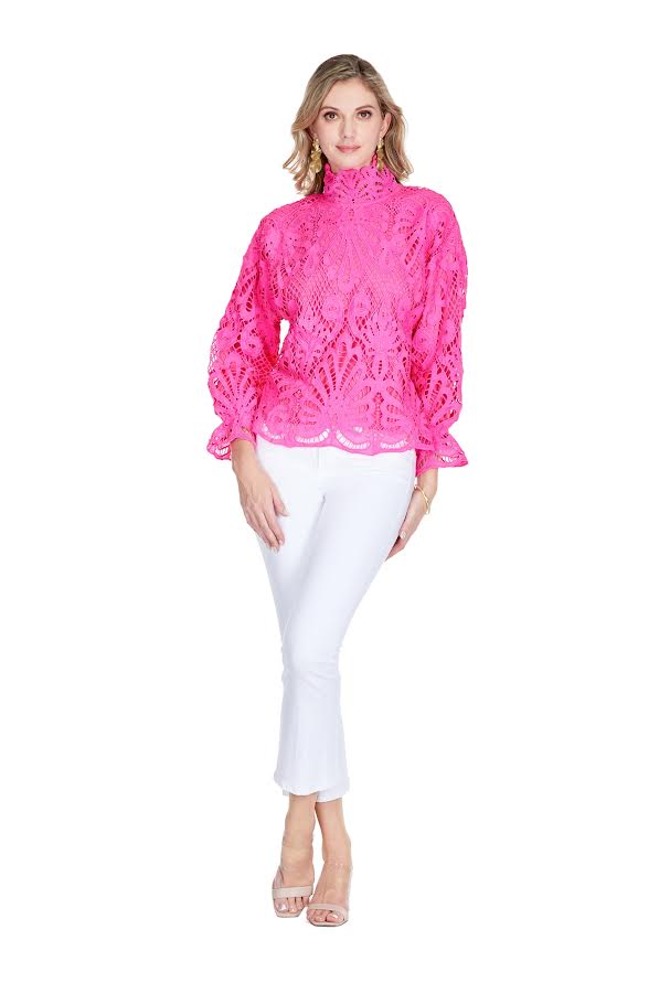 The Mary Jane Lace Top - Pink Lace