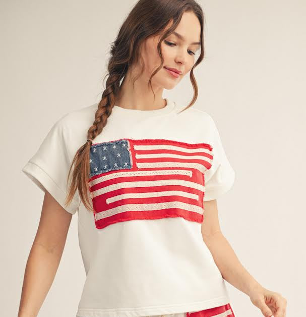 American Flag Top - Off White