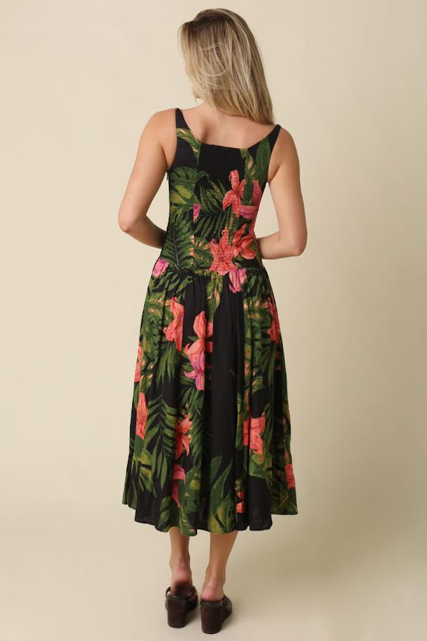 Vacay Ready Dress - Black Green Pink