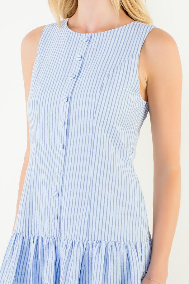 Sweet In Stripes Dress - Blue