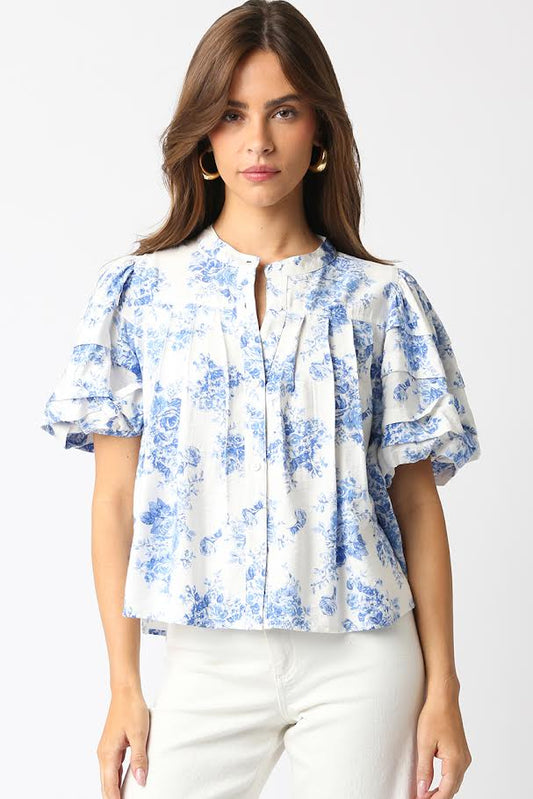 Lyndi Blouse - Off White Blue