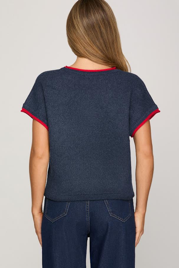 Give Em' A Pinch Top - Navy