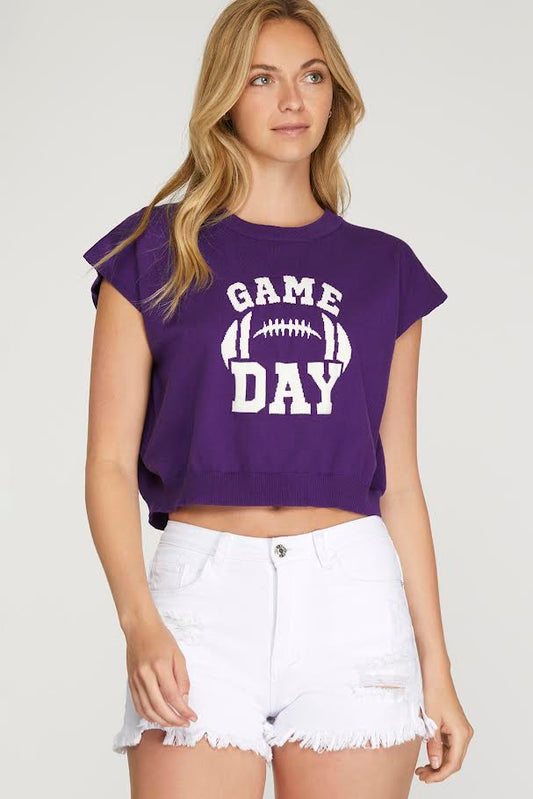 Game Day Sweater Top - Purple