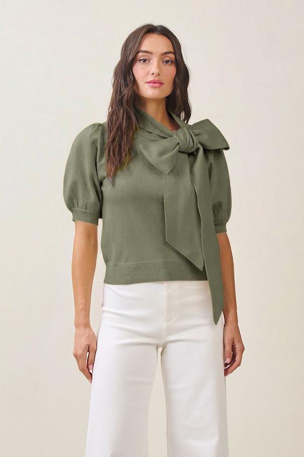 A Little Extra Sweater Top - Olive