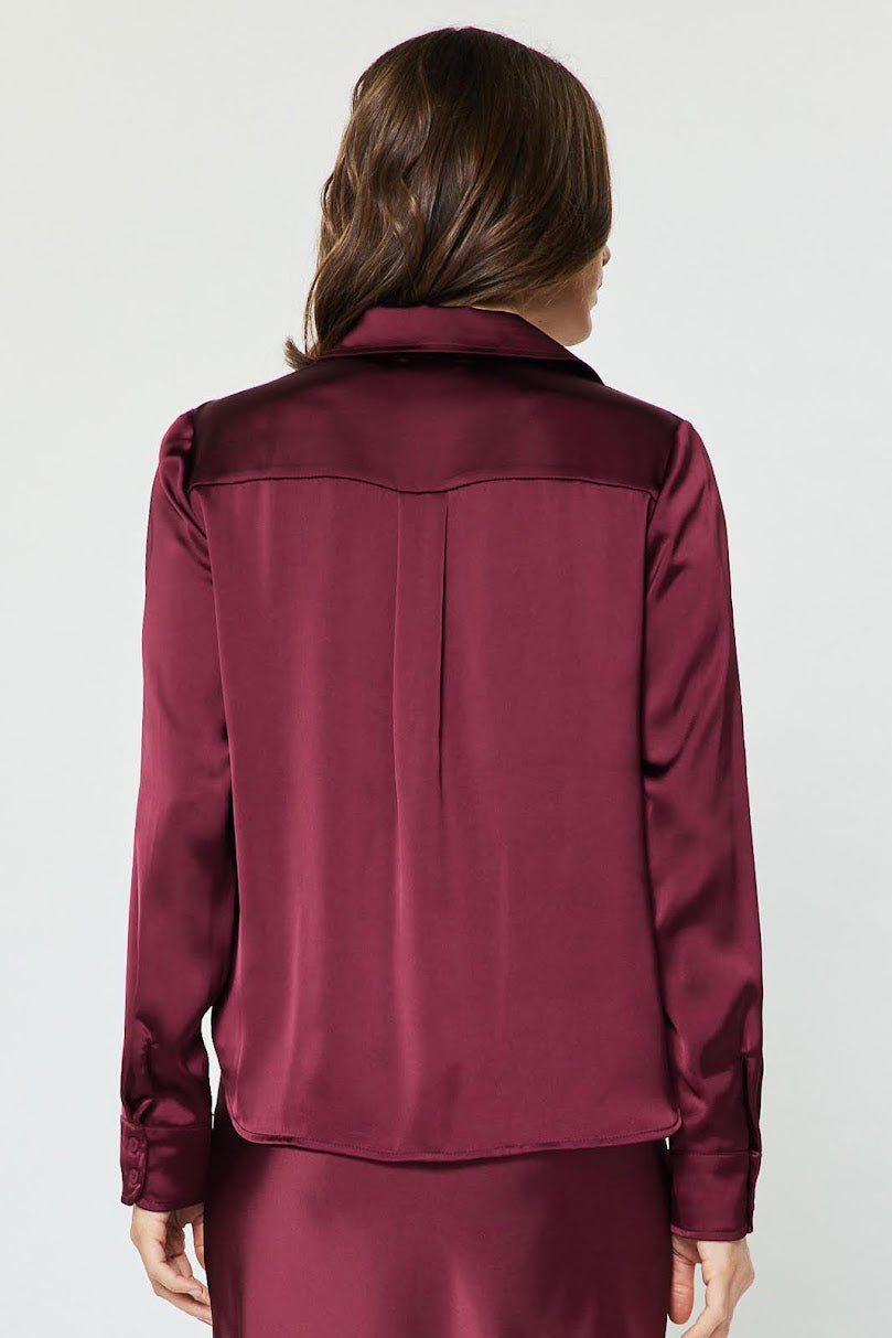 Classic Silky Blouse - Burgandy