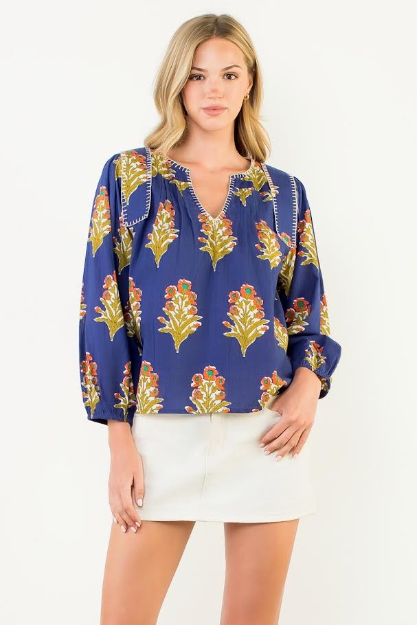 The Clara Top - Navy