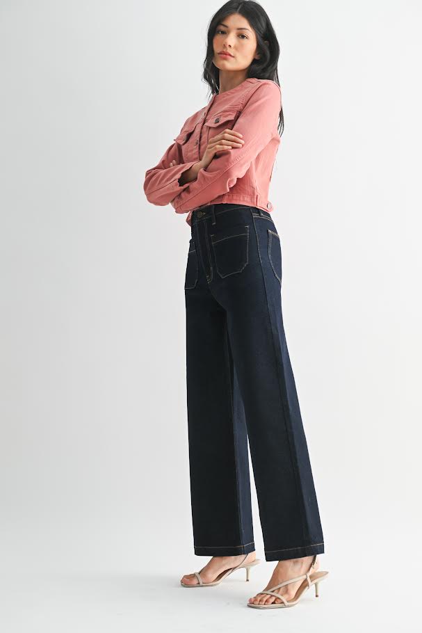 JUSTUSA Wide Leg Jean - Super Dark