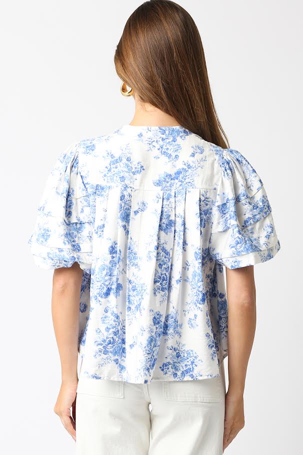Lyndi Blouse - Off White Blue