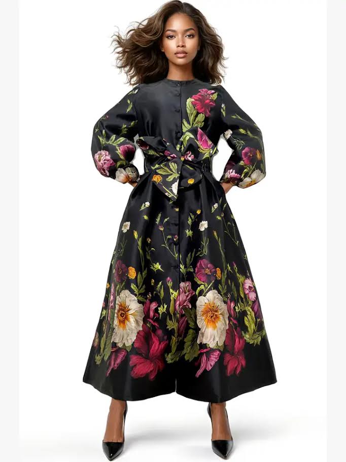 Floral Beauty Dress - Black