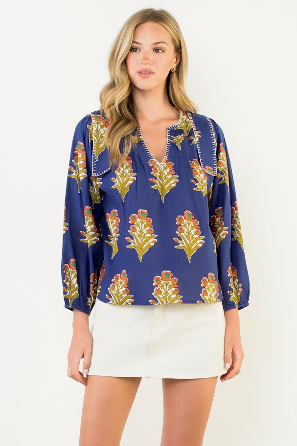 The Clara Top - Navy