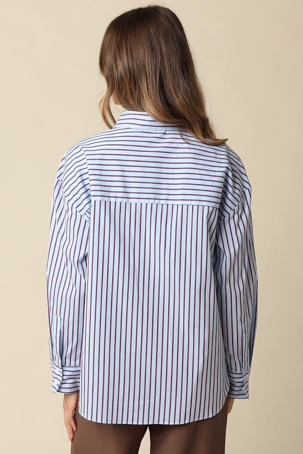 Easy Button Down Shirt - Blue Brown