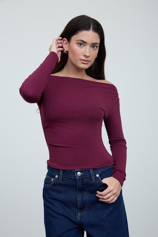 Brooke Knit Top - Burgundy