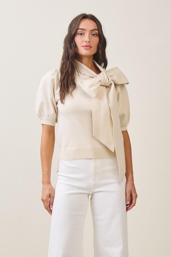 A Little Extra Sweater Top - Cream