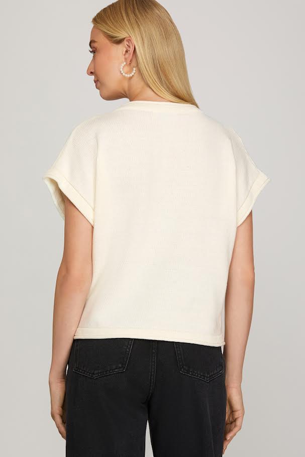 Puppy Knit Sweater - Cream