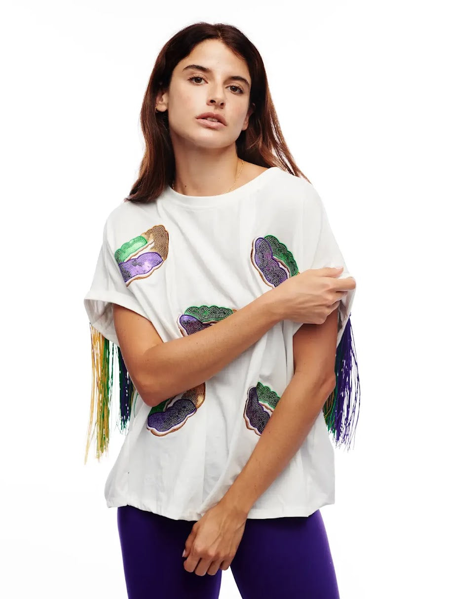 King Cake Tassels Shirt - White