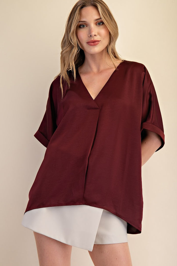 The Ann Blouse - Burgundy