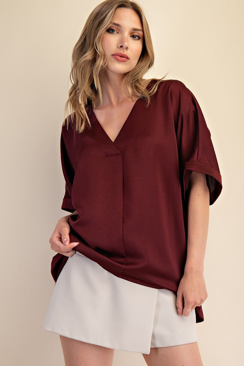 The Ann Blouse - Burgundy
