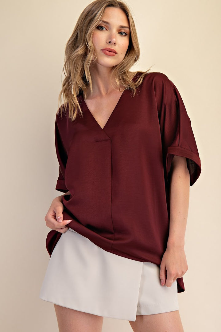 The Ann Blouse - Burgundy