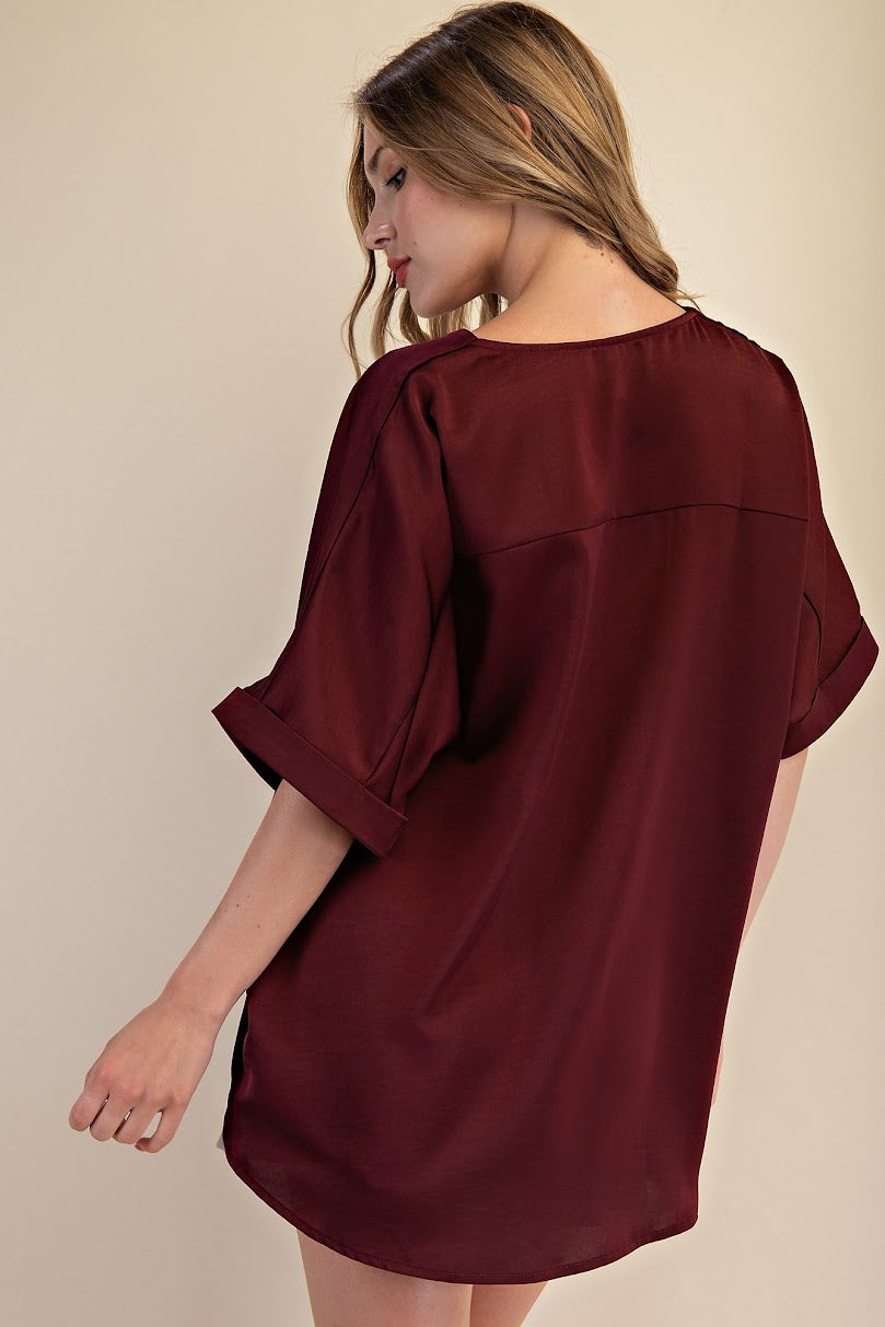 The Ann Blouse - Burgundy