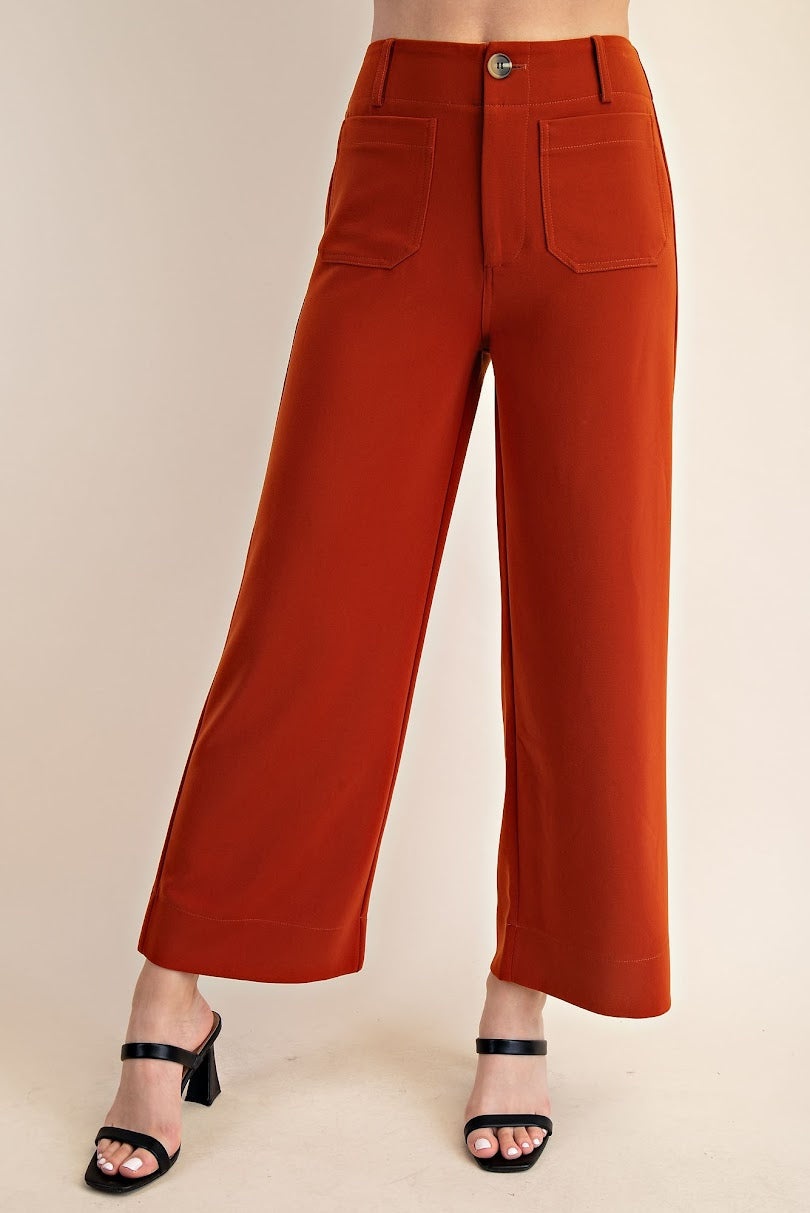 Colette Wide Leg Pant - Rust