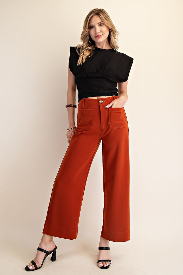 Colette Wide Leg Pant - Rust