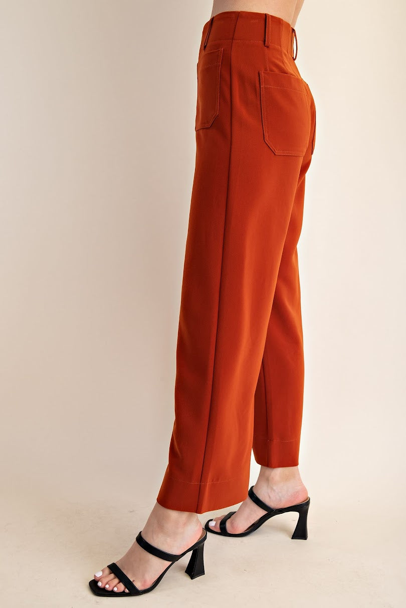 Colette Wide Leg Pant - Rust