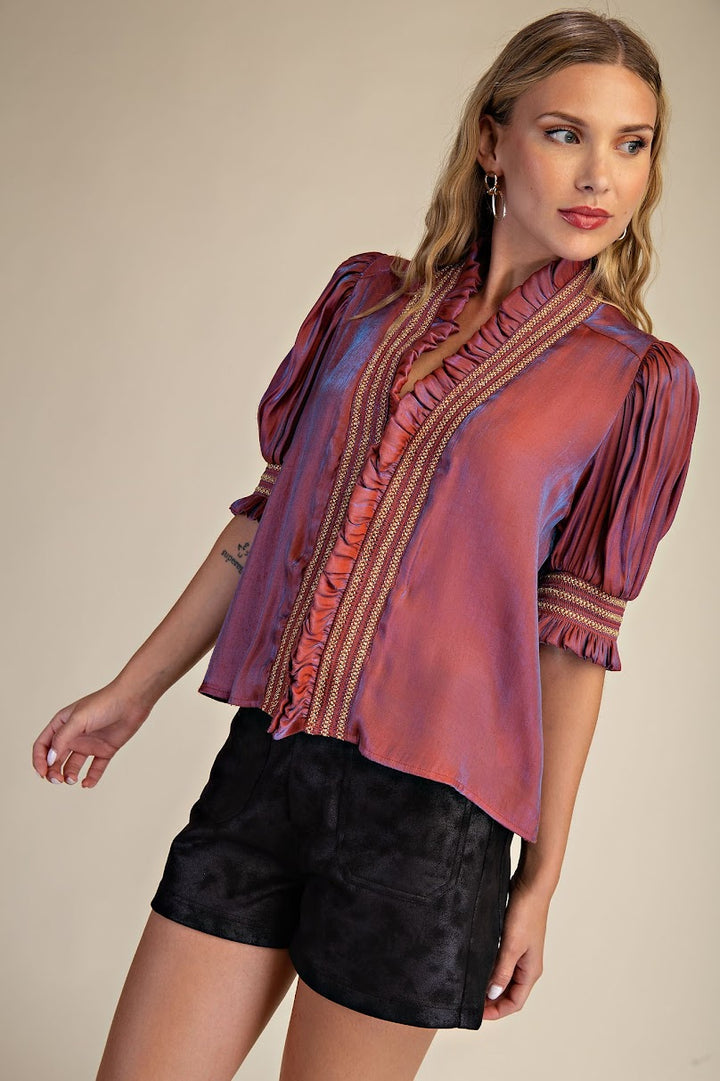 Add A Little Flair Top - Rust