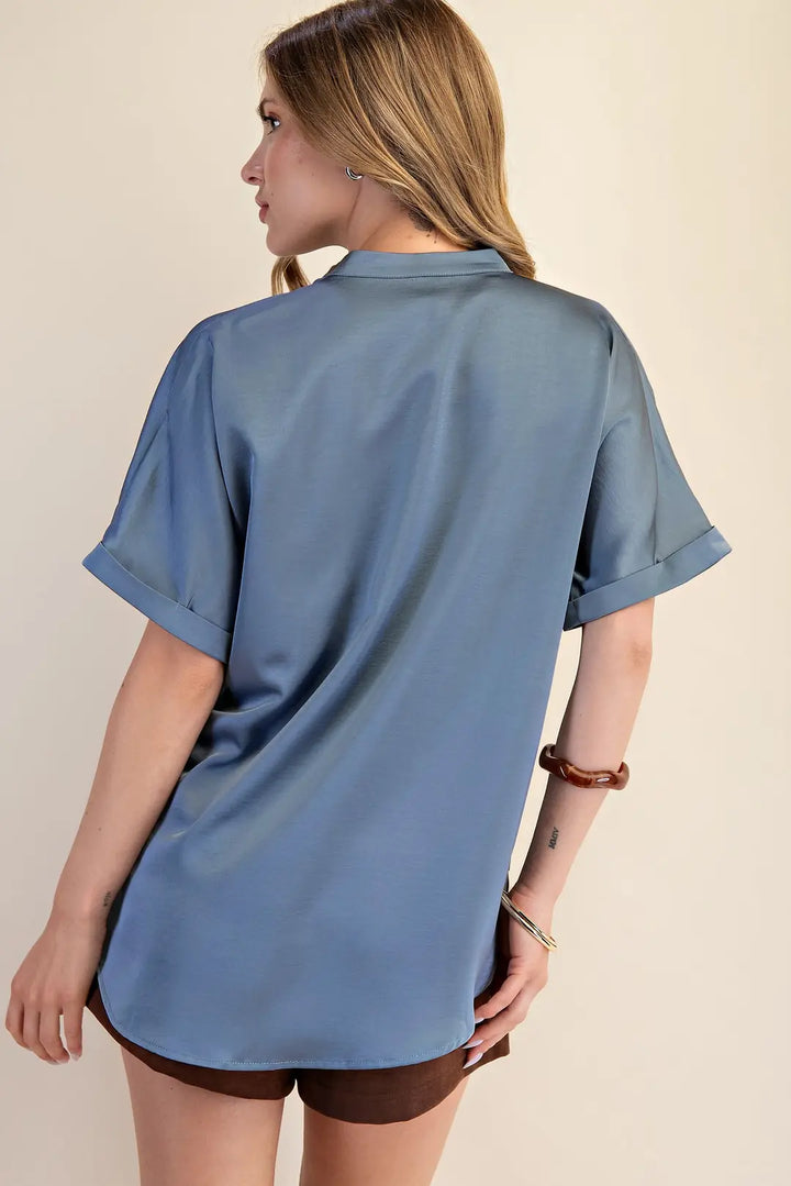 Easy Does It Top - Slate Blue