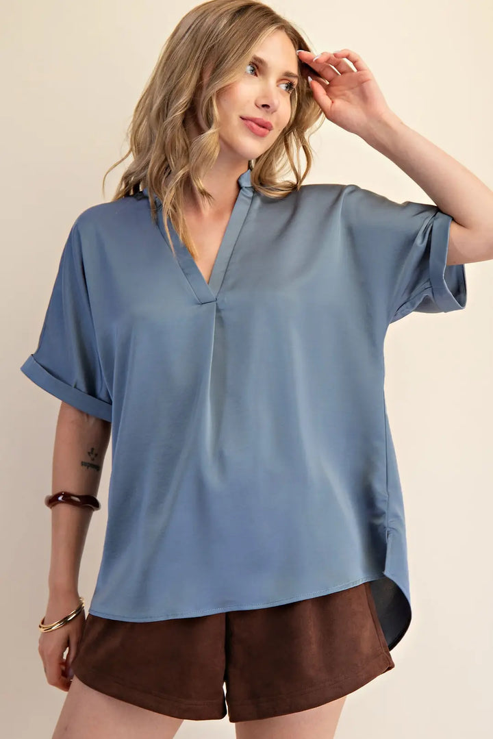 Easy Does It Top - Slate Blue