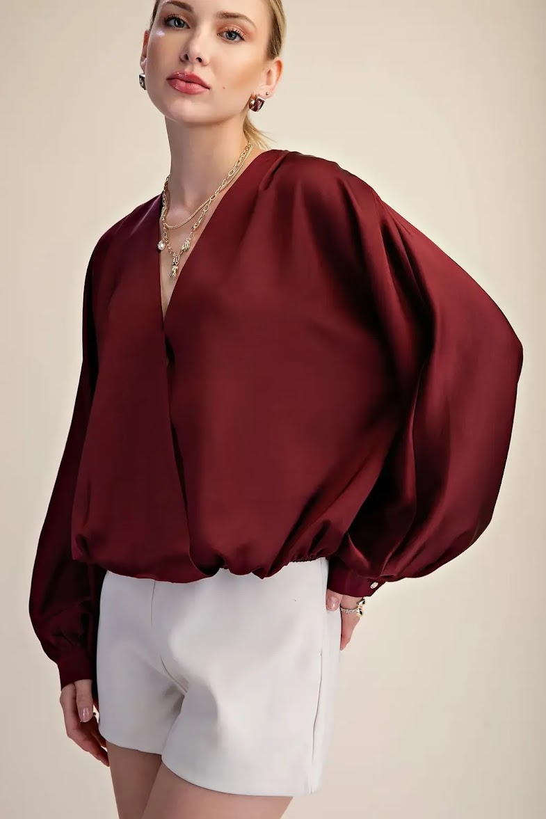 Day To Night Blouse - Burgundy