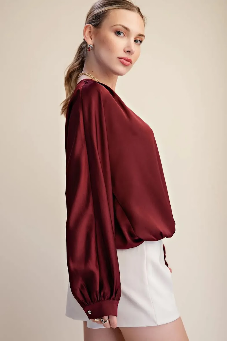 Day To Night Blouse - Burgundy