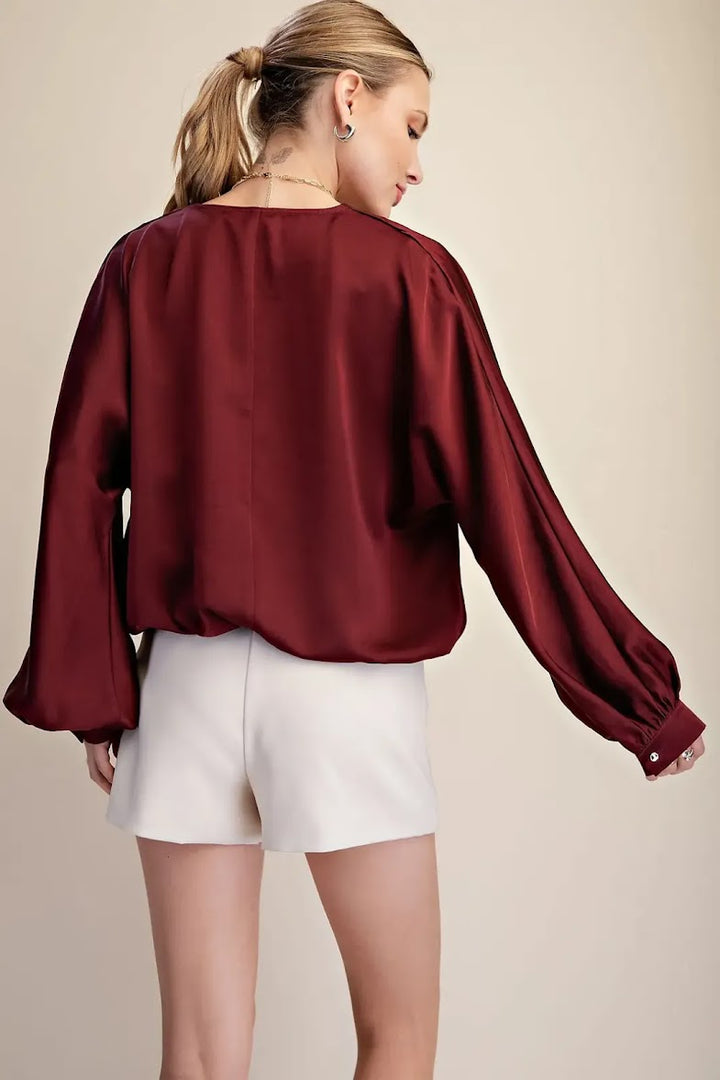 Day To Night Blouse - Burgundy