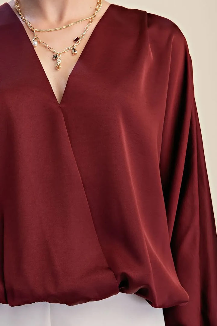 Day To Night Blouse - Burgundy