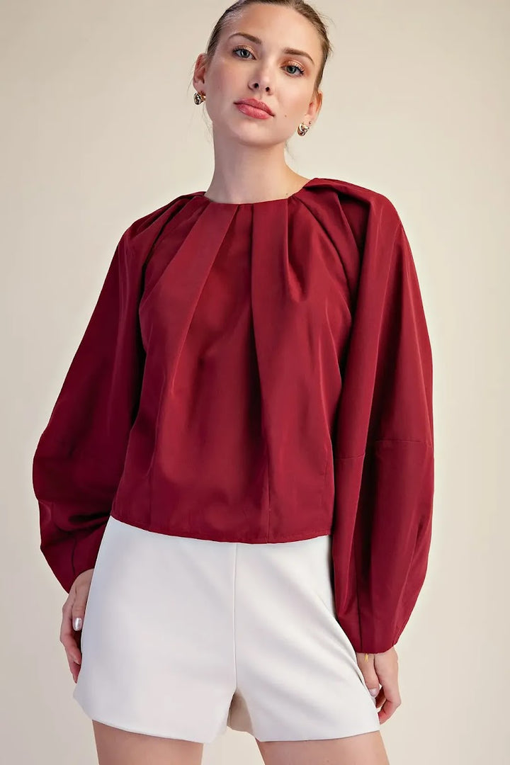 Sassy Poplin Shirt - Burgundy