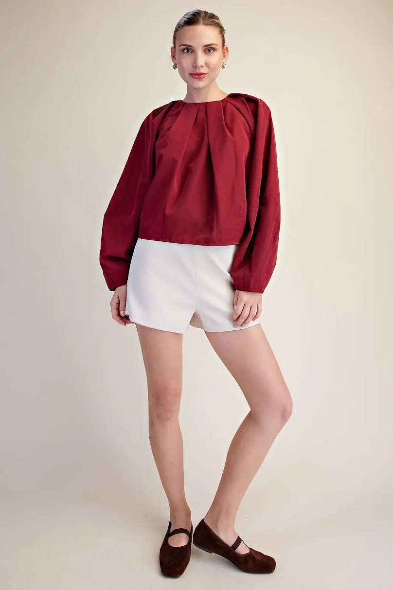Sassy Poplin Shirt - Burgundy