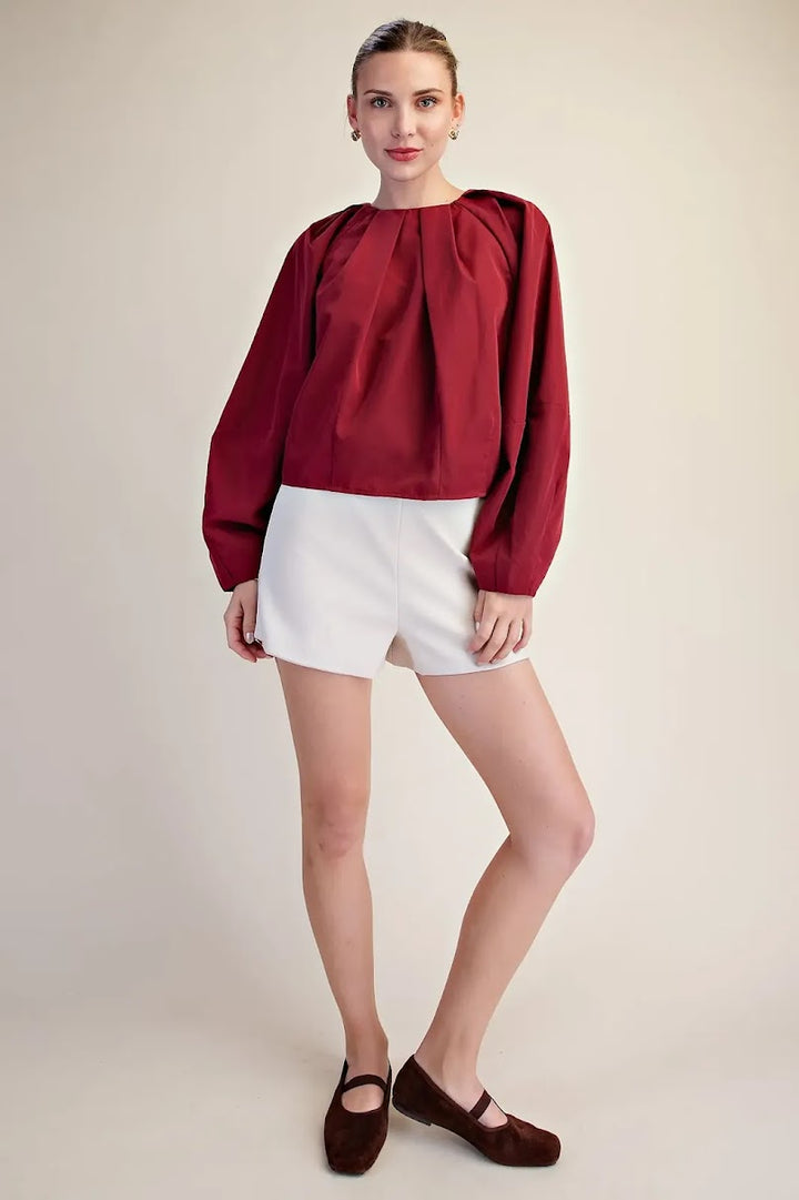 Sassy Poplin Shirt - Burgundy