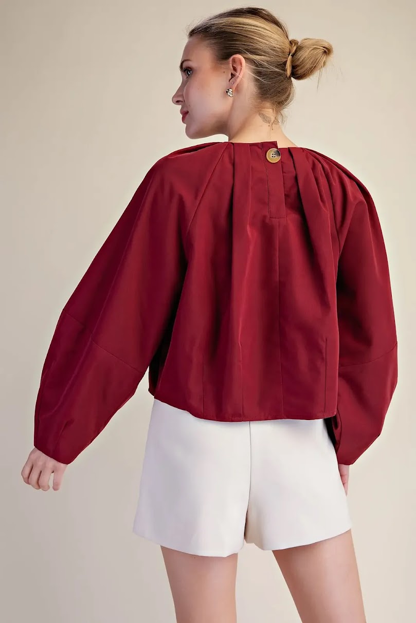 Sassy Poplin Shirt - Burgundy