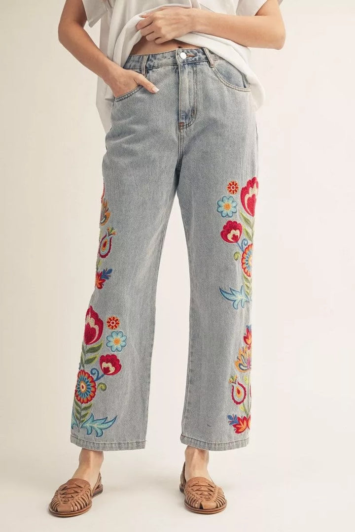 Flower Power Jeans - Denim