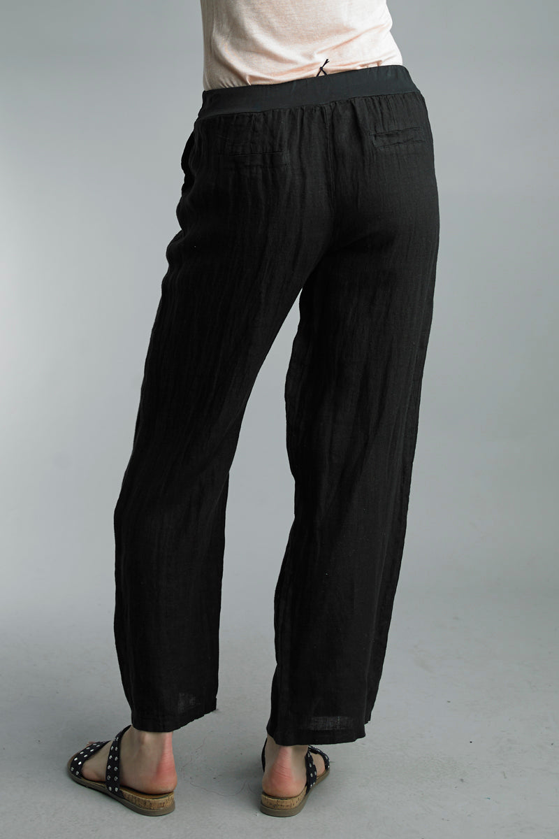 Easy Wide Leg Linen Pant - Black