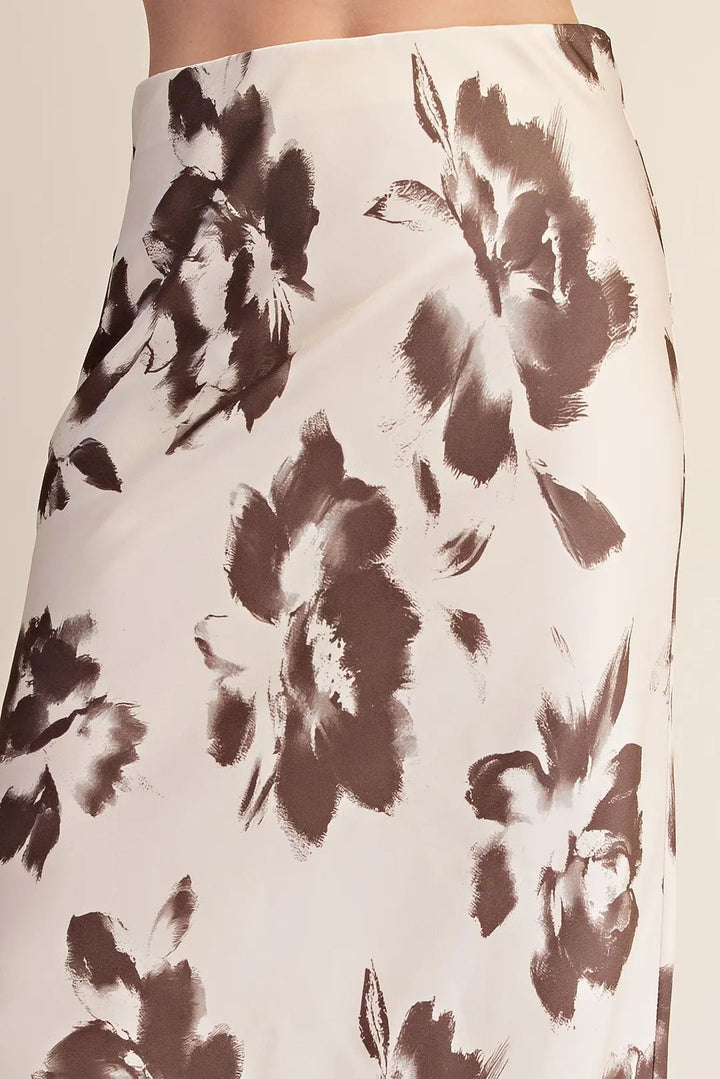 Sassy Satin Midi Skirt - Cream