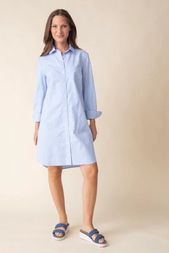 Cafe Shirt Dress - Oxford Blue