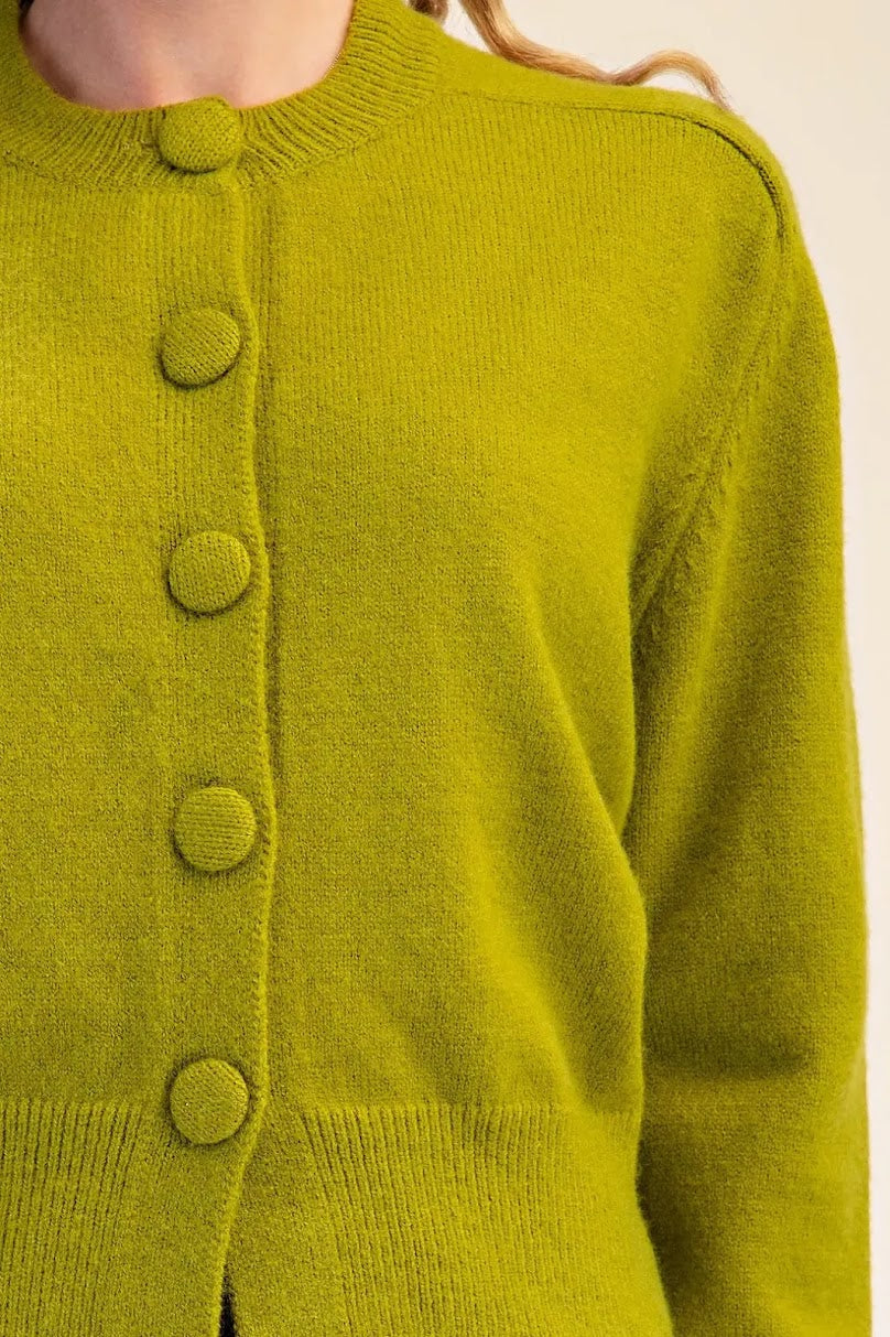 Classic Sweater Cardigan - Light Olive