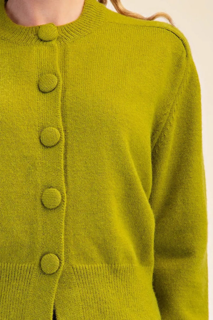 Classic Sweater Cardigan - Light Olive
