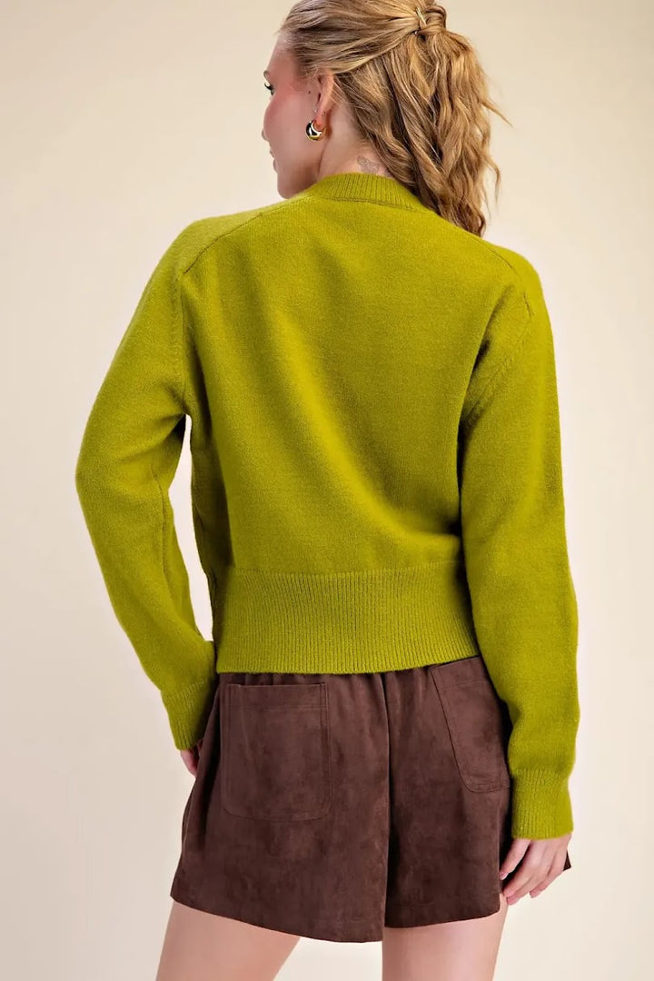Classic Sweater Cardigan - Light Olive