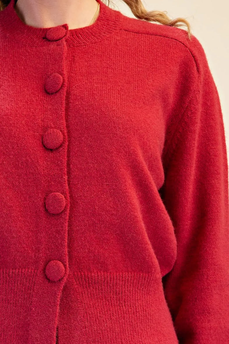 Classic Sweater Cardigan - Cherry